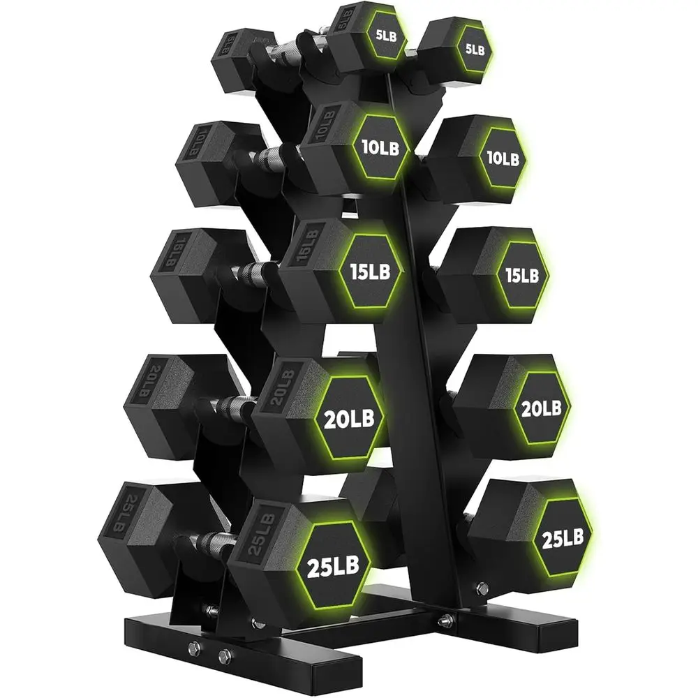 Home Gym Options - Haltères hexagonaux avec support A-E, options