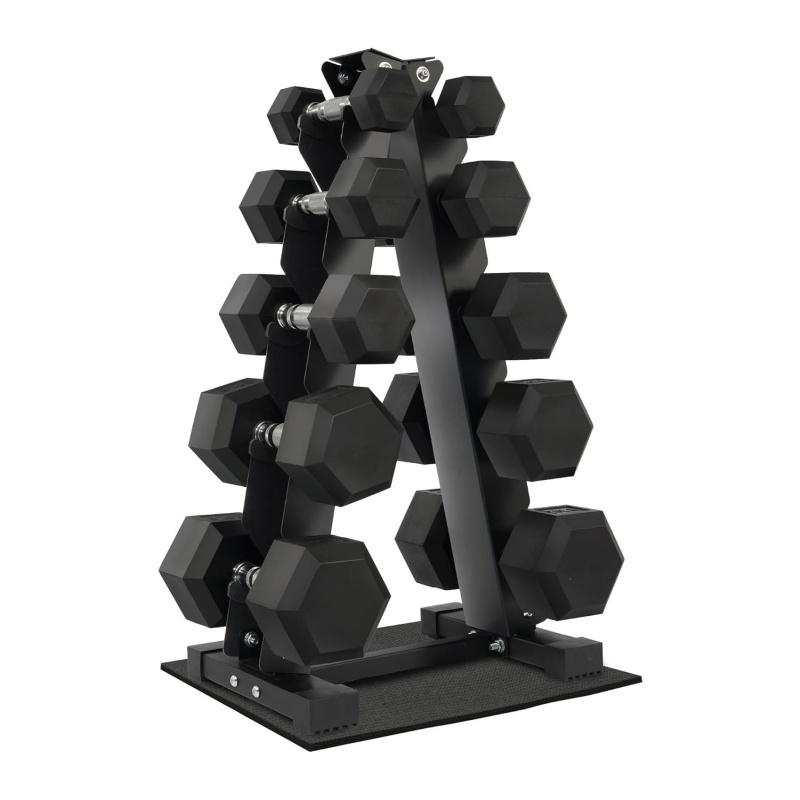 Home Gym Dumbbell Set - Ensemble d'haltères hexagonales en caoutchouc pour