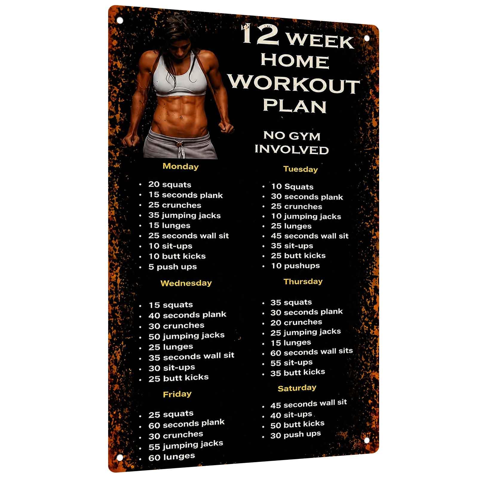 Workout Plan Home Gym - Panneau en aluminium pour plan d'entraînement